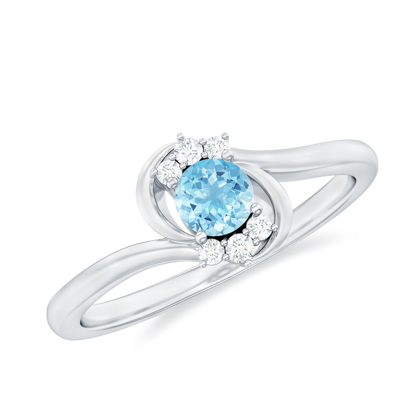Genuine Aquamarine and Diamond Promise Ring For Her