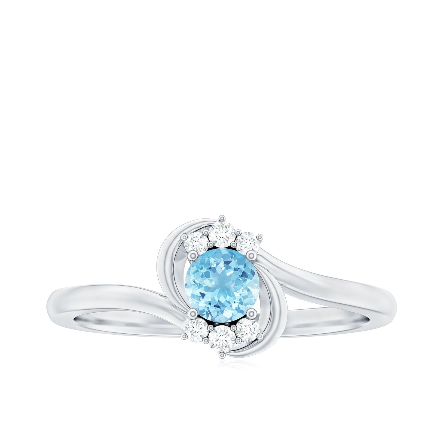 Genuine Aquamarine and Diamond Promise Ring For Her