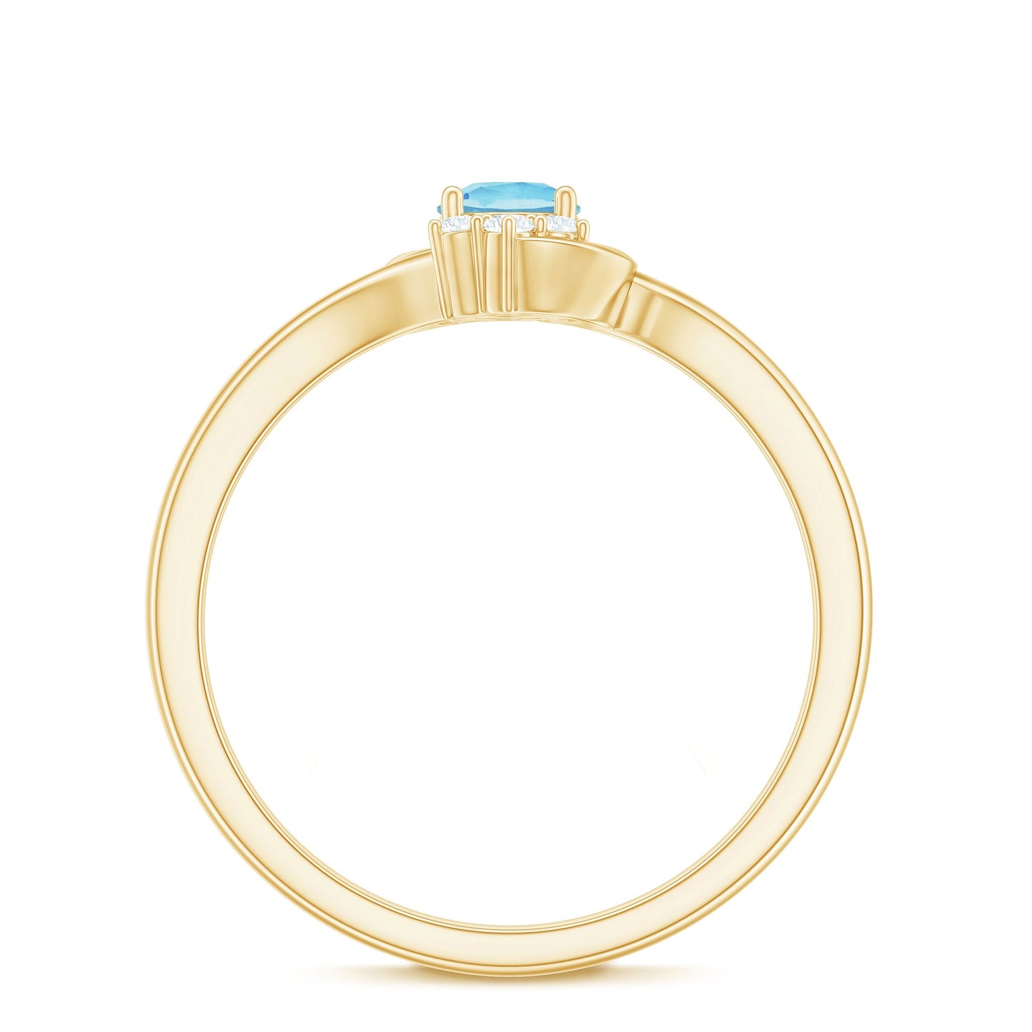 Genuine Aquamarine and Diamond Promise Ring For Her