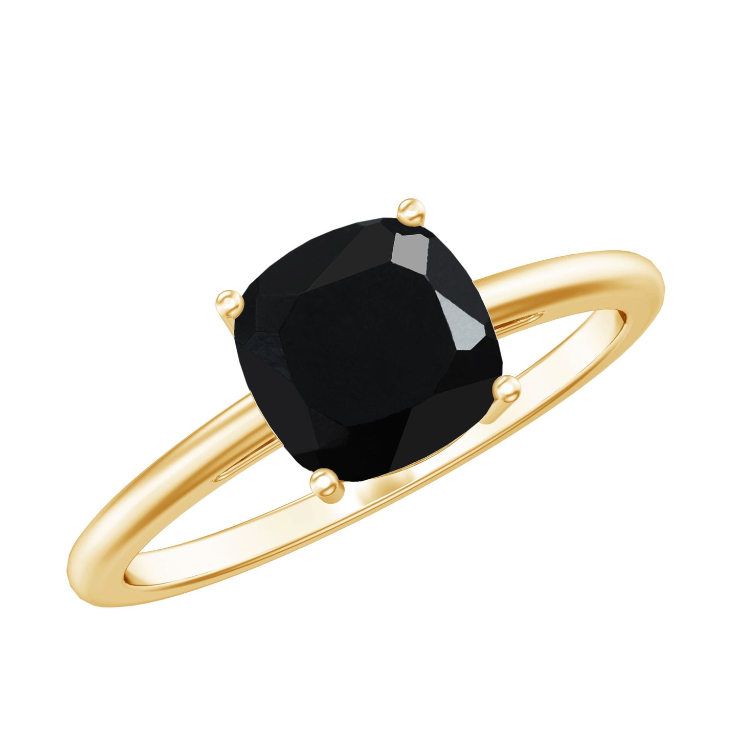 Certified Black Onyx 2 Carat Cushion Cut Engagement Ring