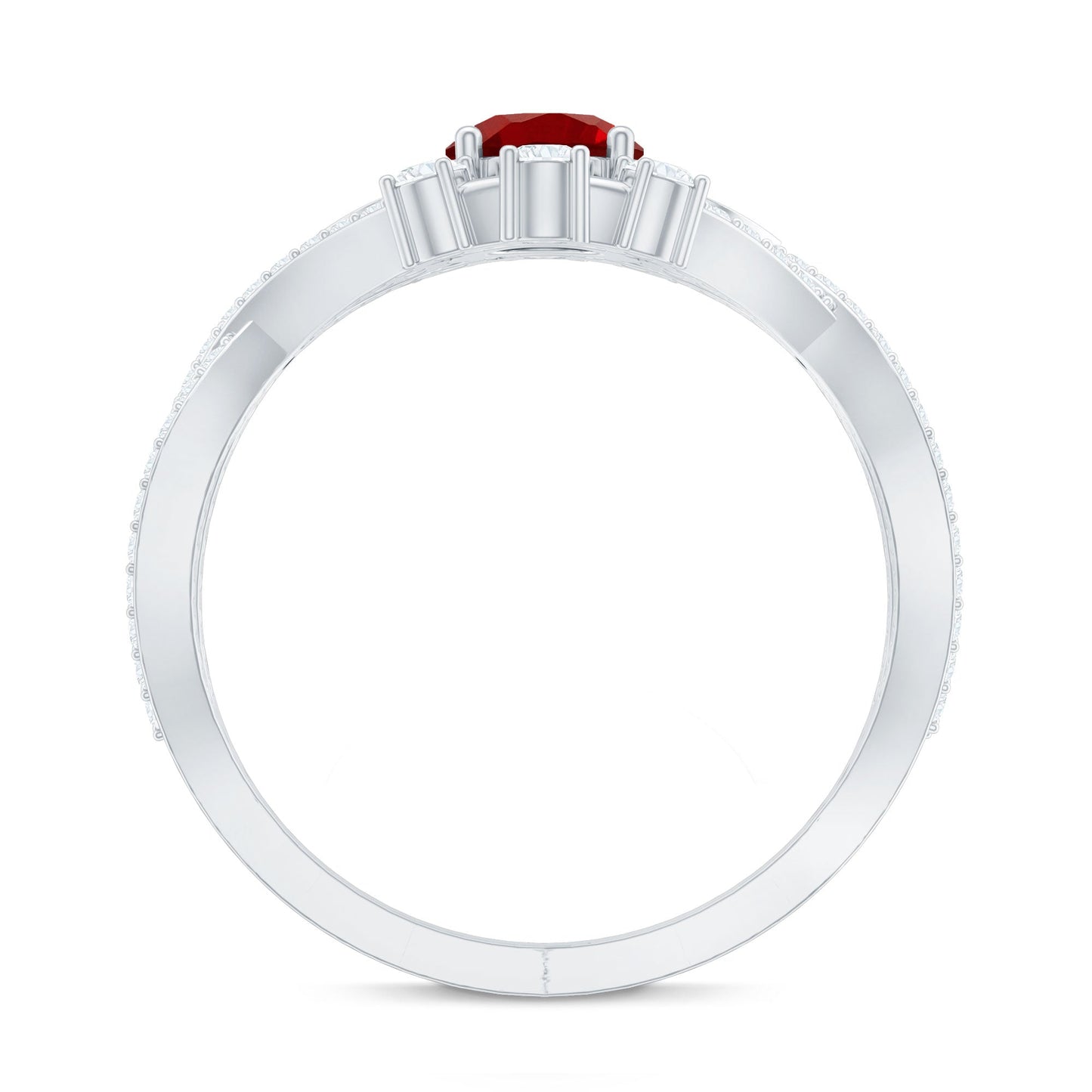 Lab Created Ruby and Moissanite Classic Engagement Ring