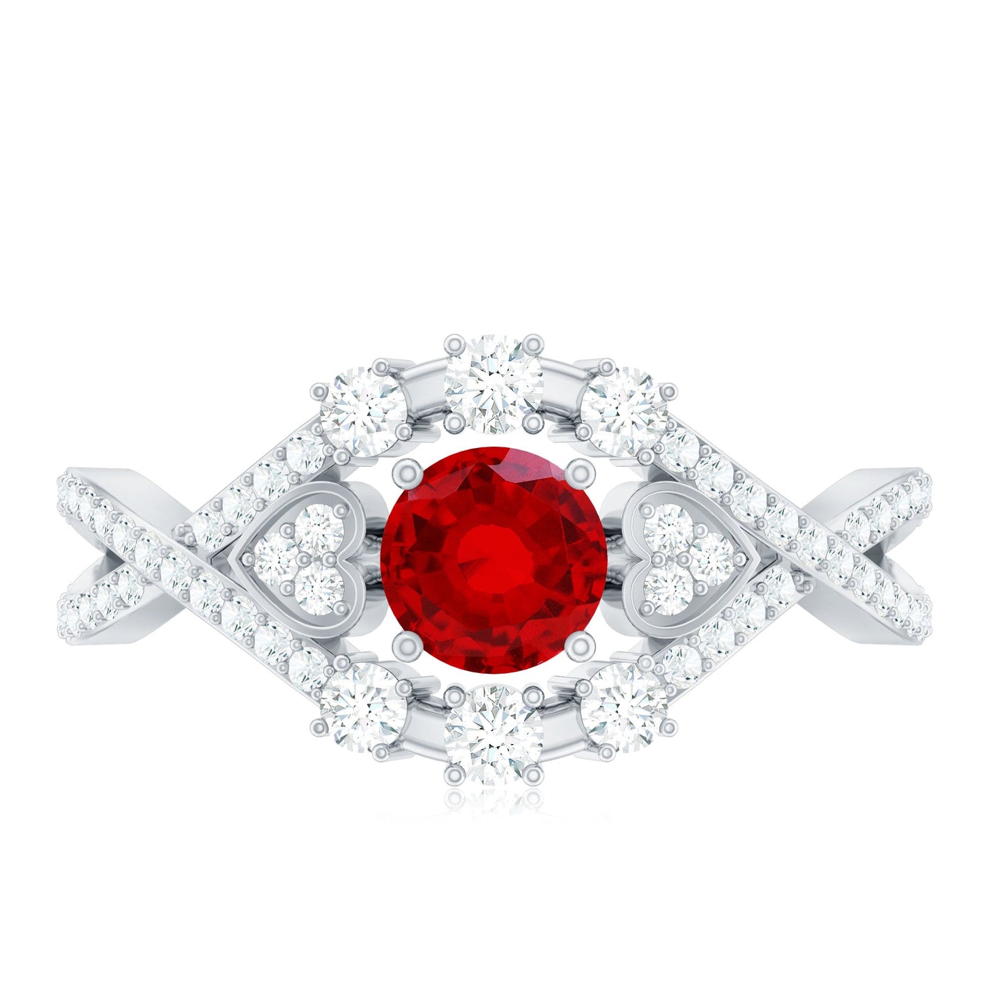 Lab Created Ruby and Moissanite Classic Engagement Ring