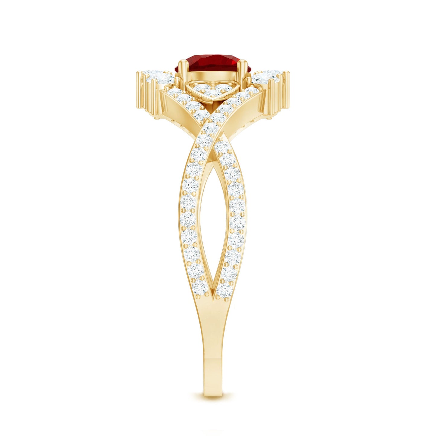 Lab Created Ruby and Moissanite Classic Engagement Ring