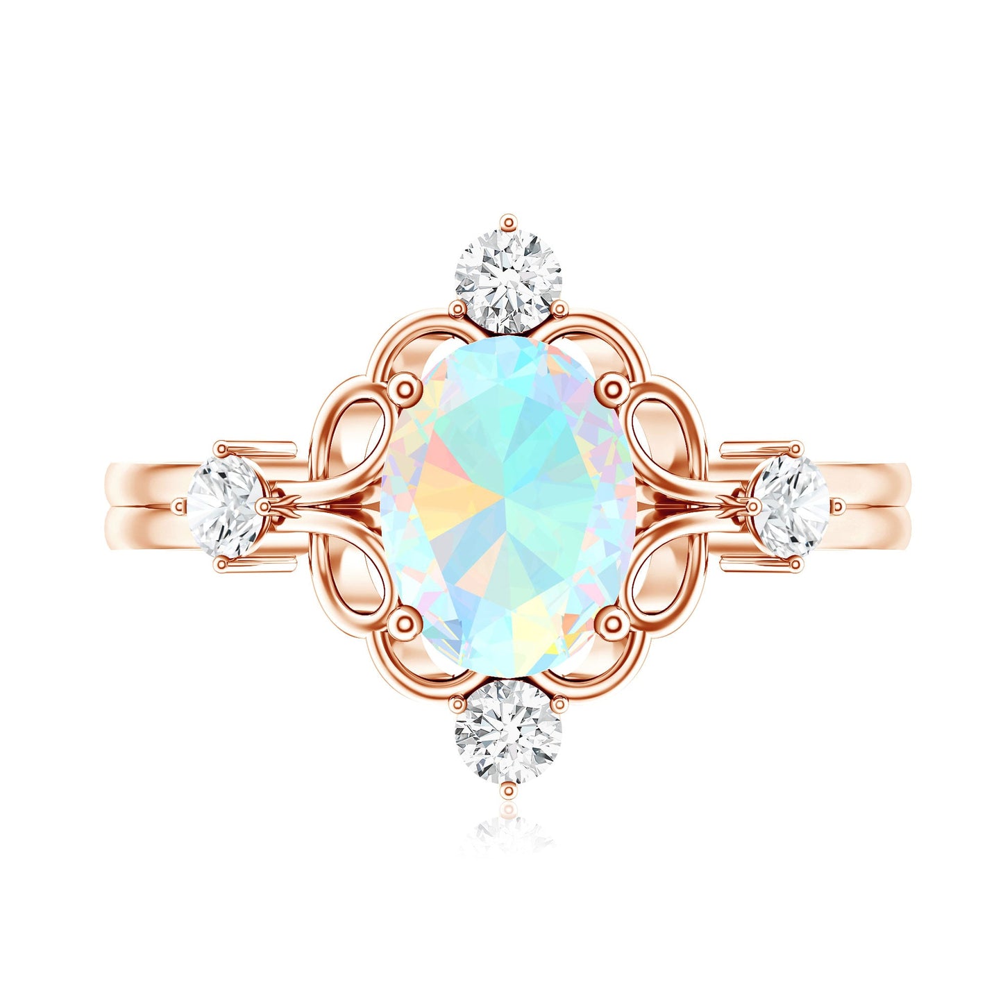 Designer Ethiopian Opal and Diamond  Engagement Ring