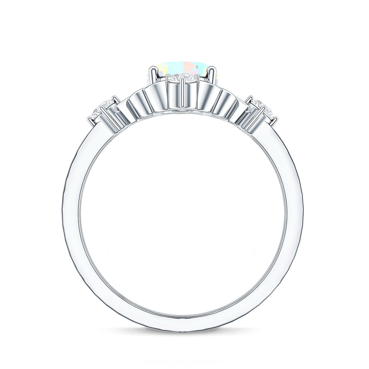 Designer Ethiopian Opal and Diamond  Engagement Ring