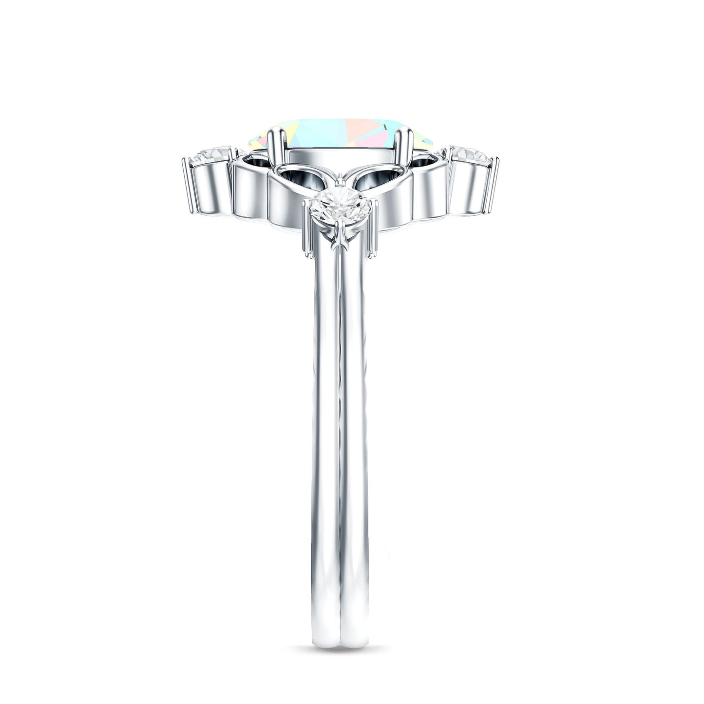 Designer Ethiopian Opal and Diamond  Engagement Ring