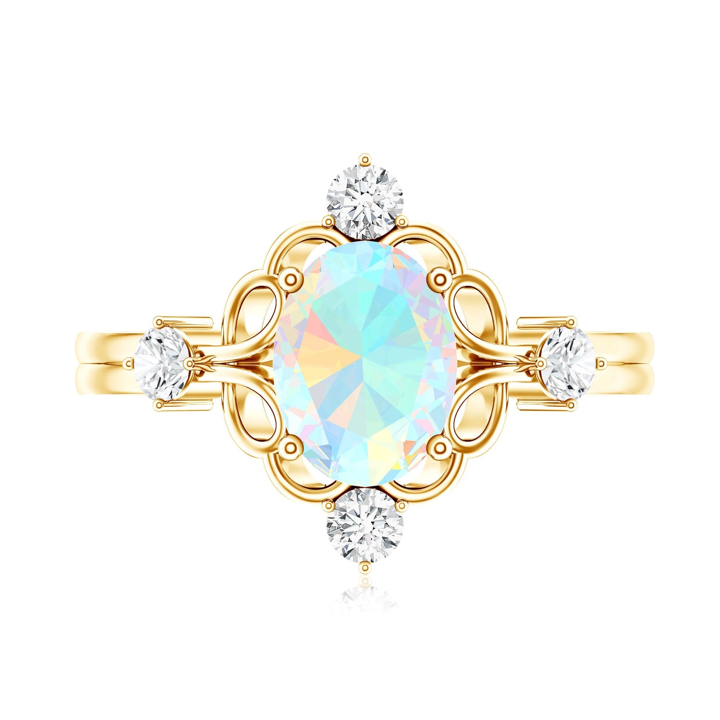 Designer Ethiopian Opal and Diamond  Engagement Ring