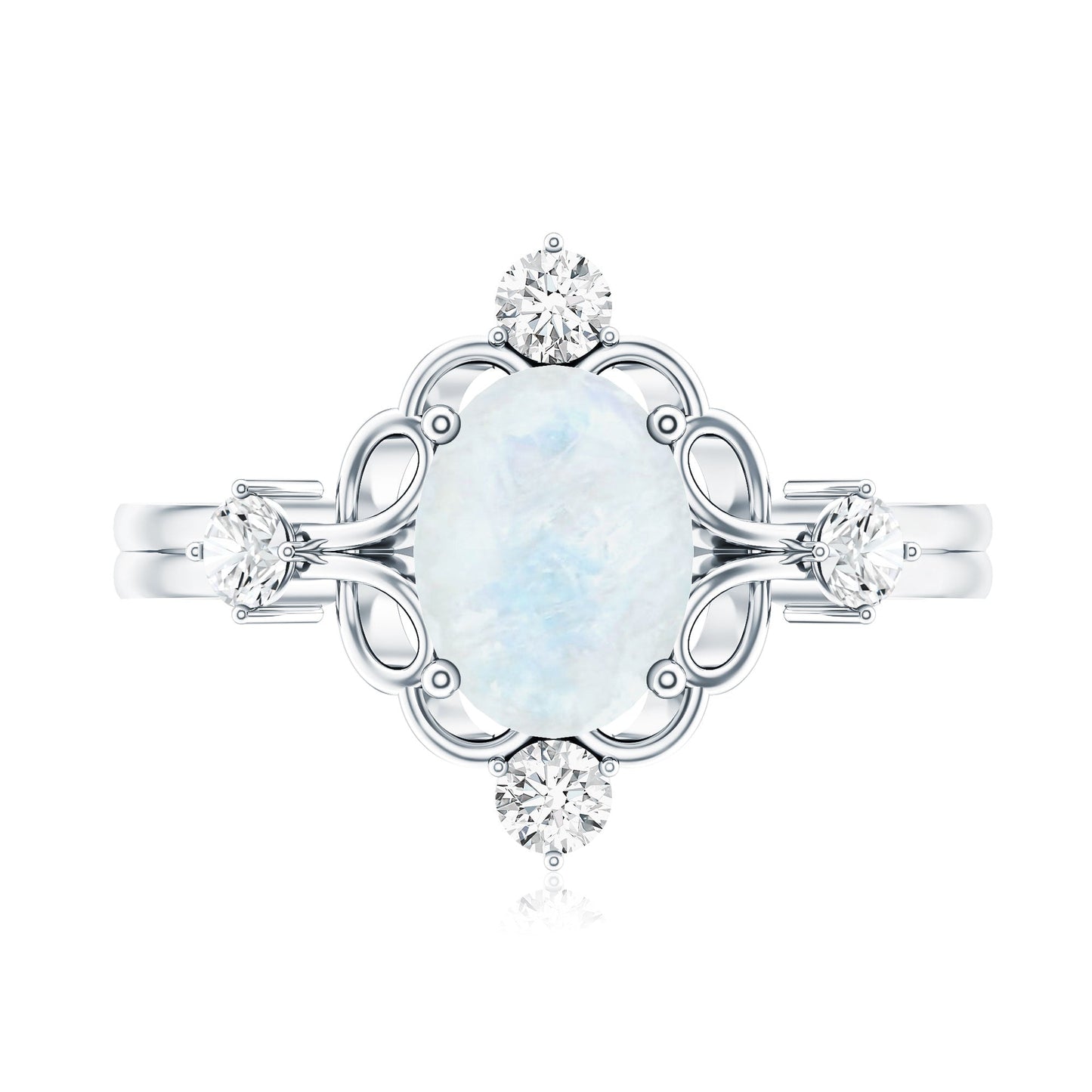 Oval Moonstone Cocktail Ring with Diamond