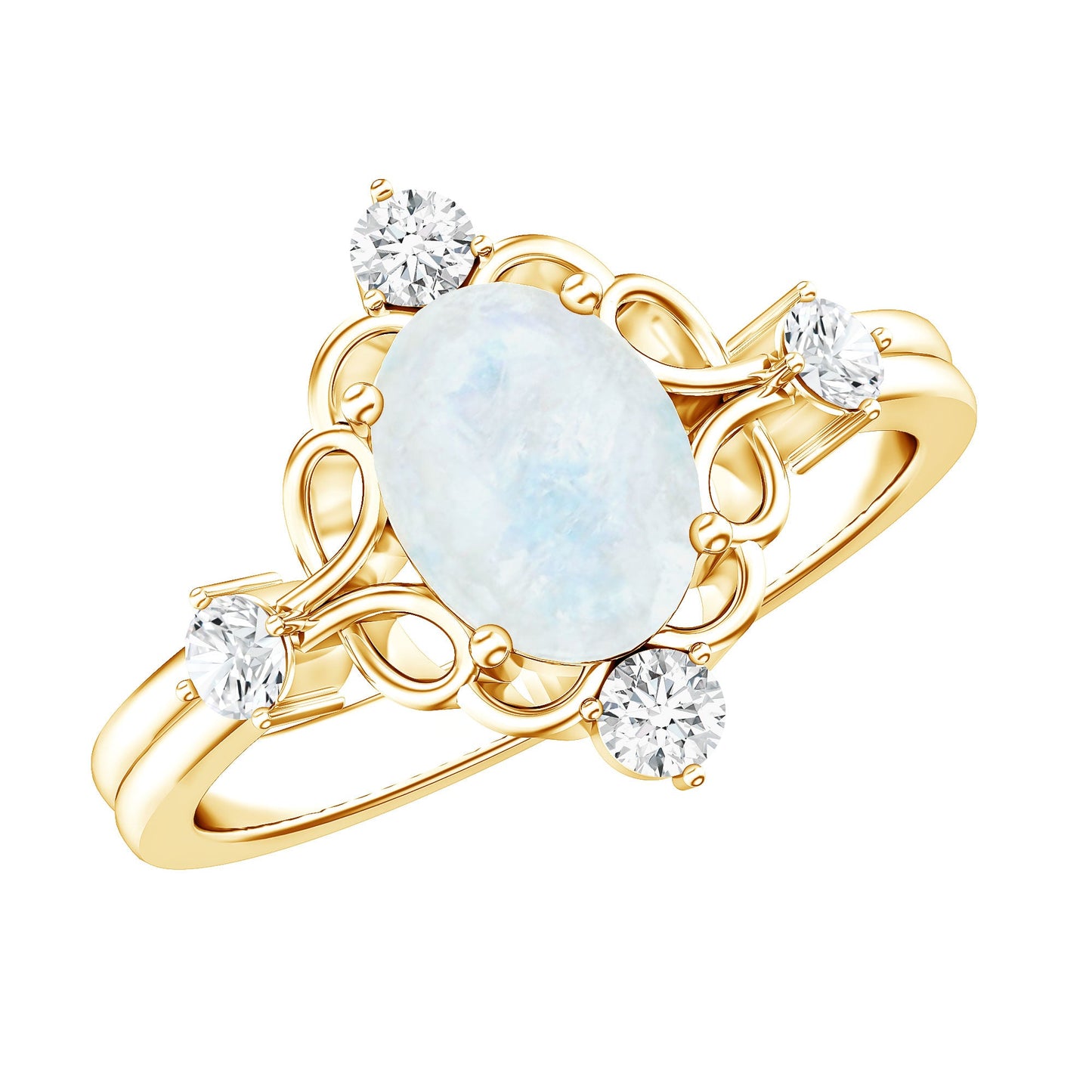 Oval Moonstone Cocktail Ring with Diamond