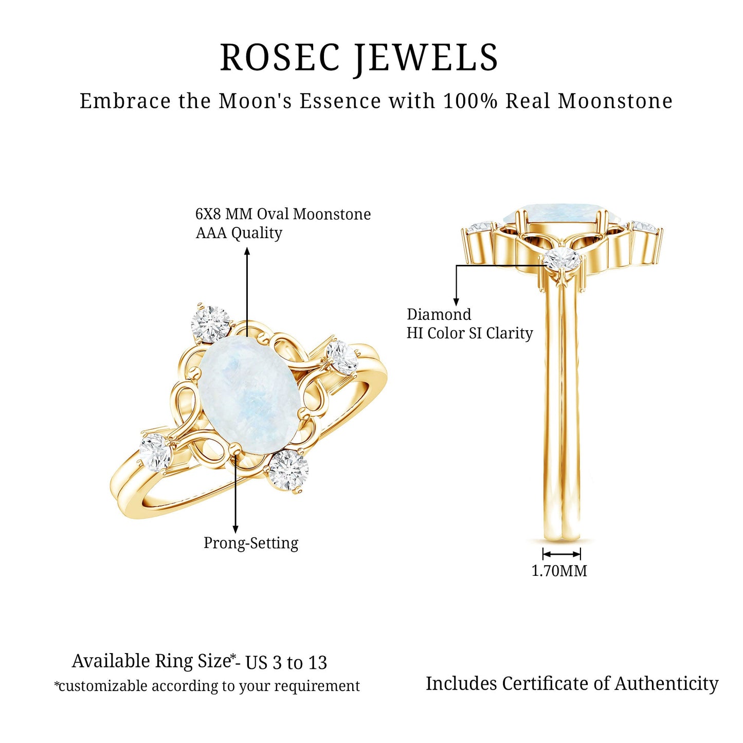 Oval Moonstone Cocktail Ring with Diamond