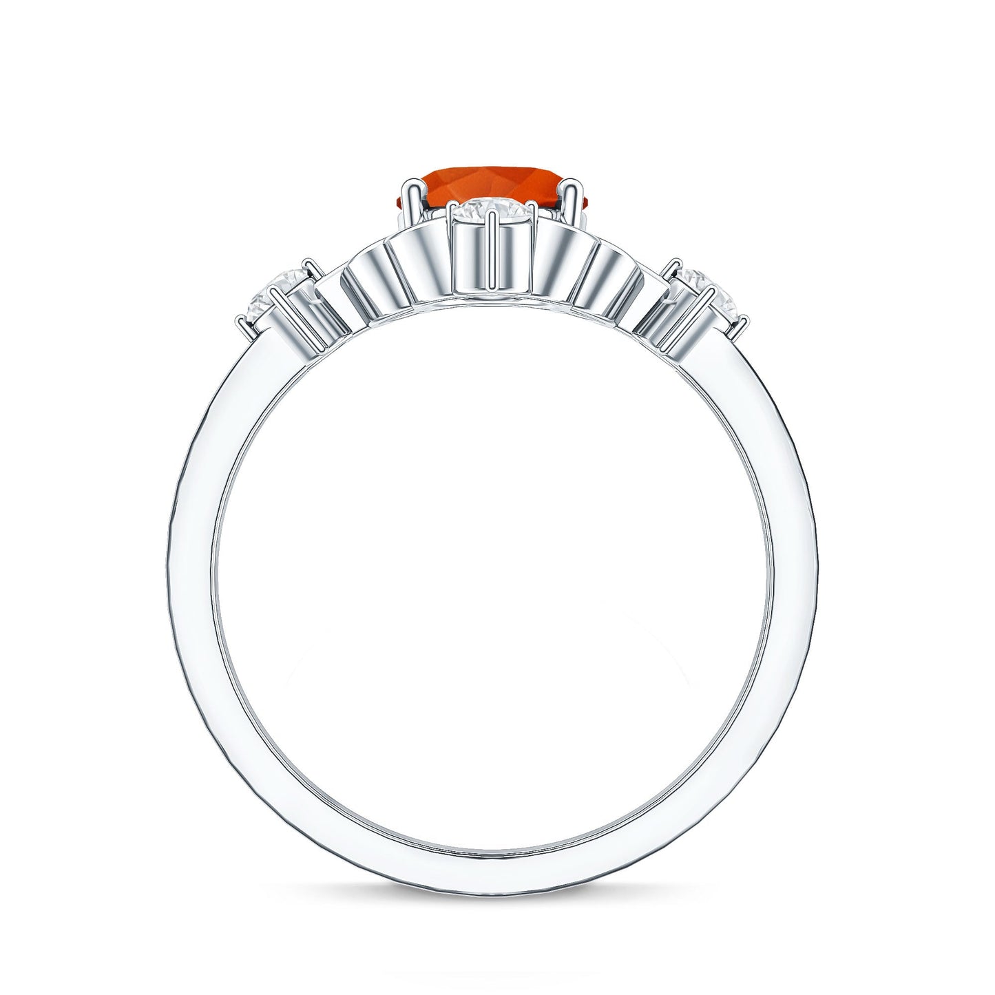 Oval Fire Opal Cocktail Ring with Diamond