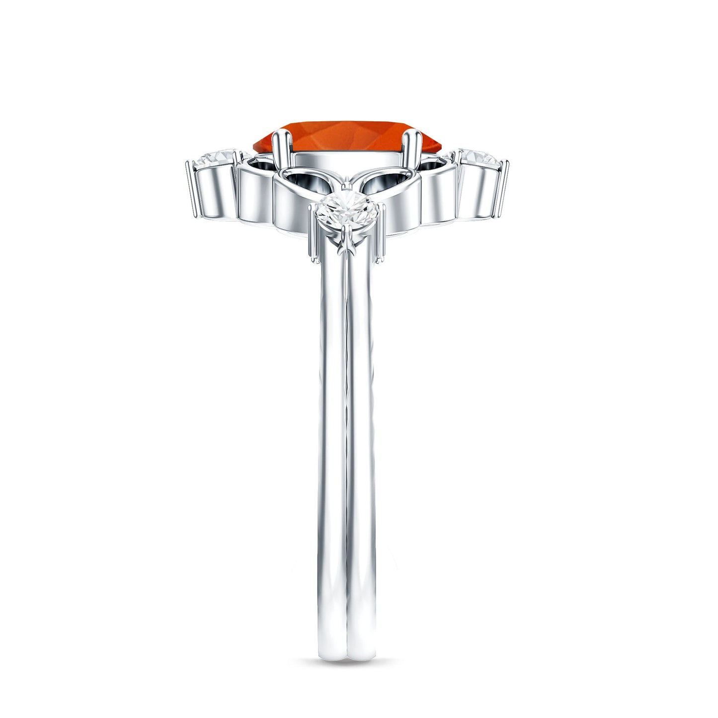 Oval Fire Opal Cocktail Ring with Diamond