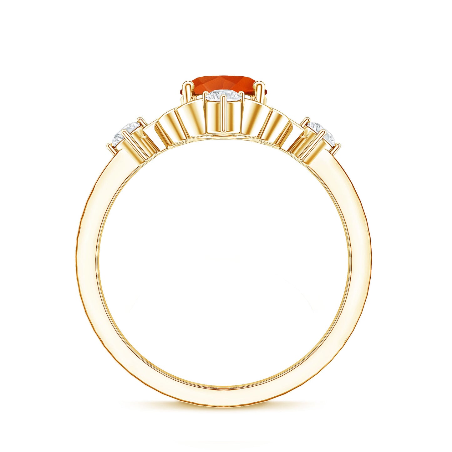 Oval Fire Opal Cocktail Ring with Diamond