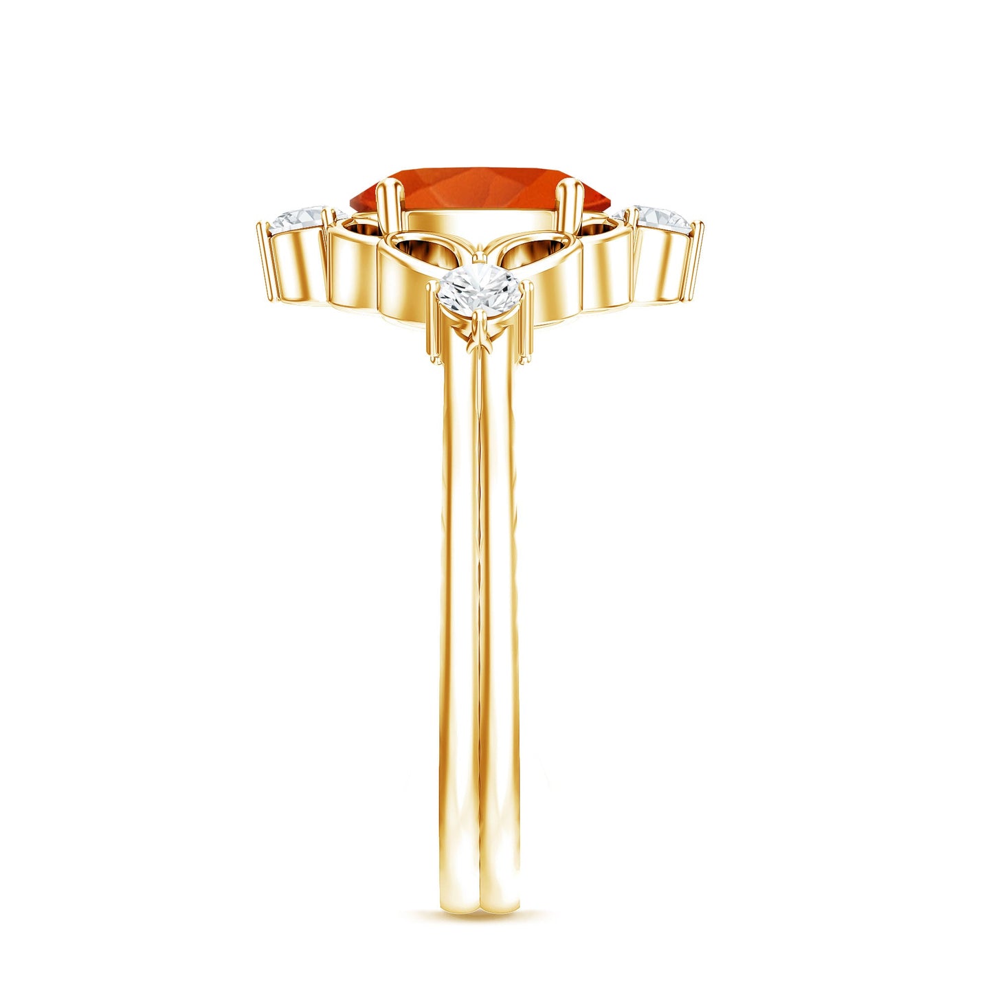 Oval Fire Opal Cocktail Ring with Diamond