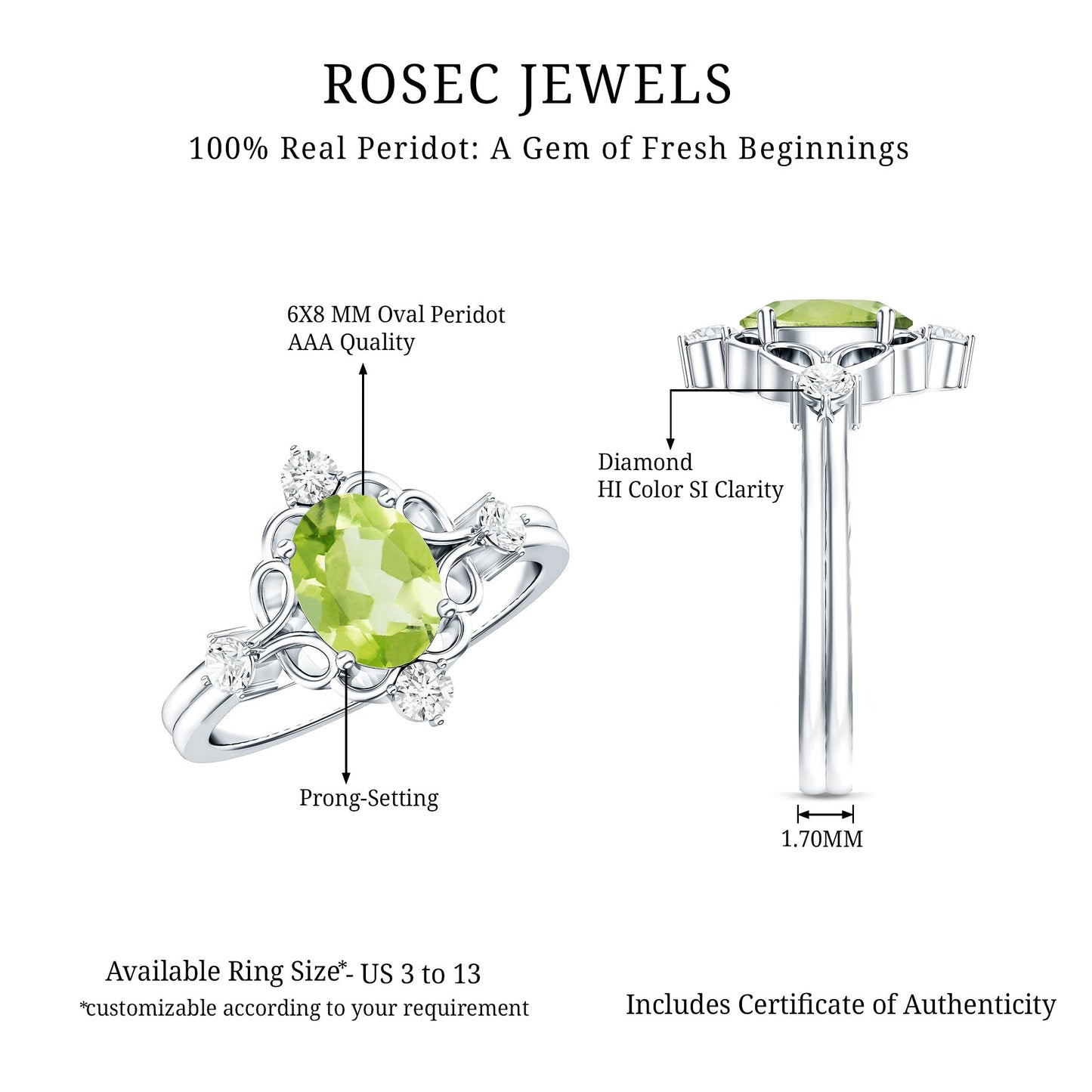 Oval Peridot Cocktail Ring with Diamond