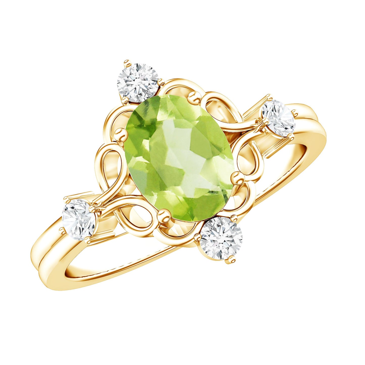 Oval Peridot Cocktail Ring with Diamond
