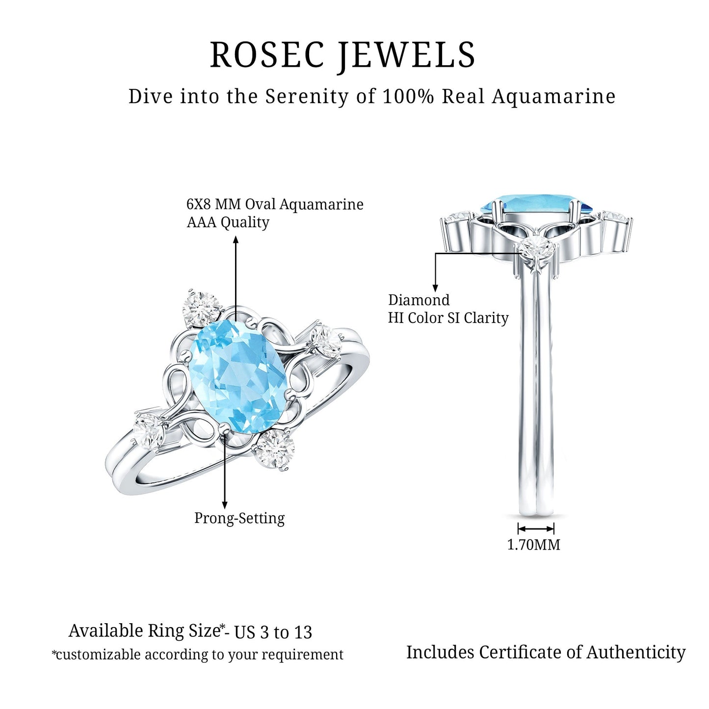 Art Deco Style 1 Carat Oval Shape Aquamarine and Diamond Cocktail Ring