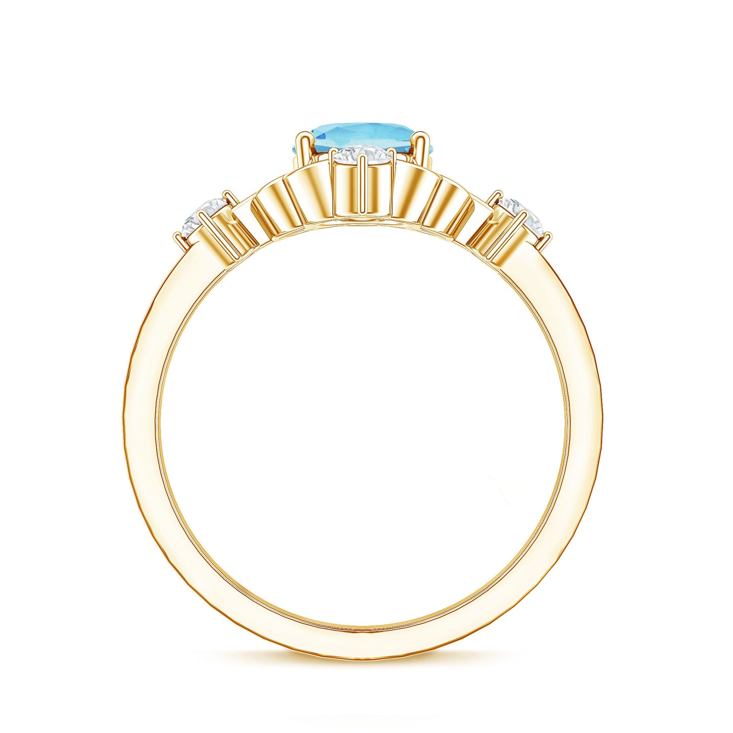 Art Deco Style 1 Carat Oval Shape Aquamarine and Diamond Cocktail Ring