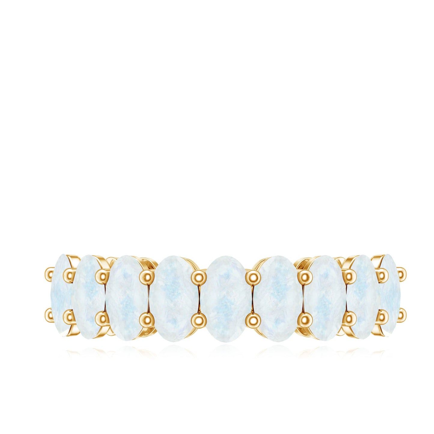 Oval Cut Moonstone Half Eternity Wedding Band Ring