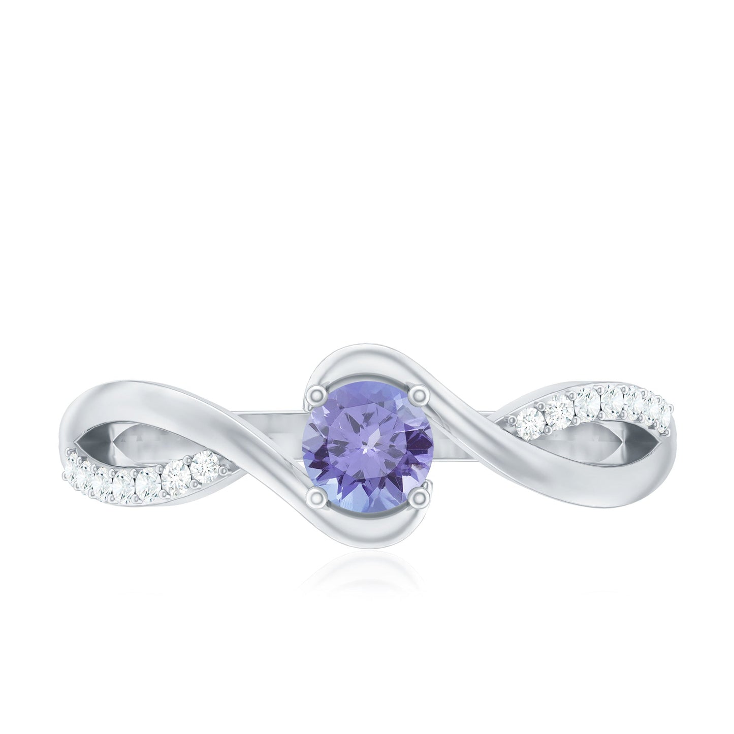 Real Tanzanite Diamond Promise Ring with Bypass Shank
