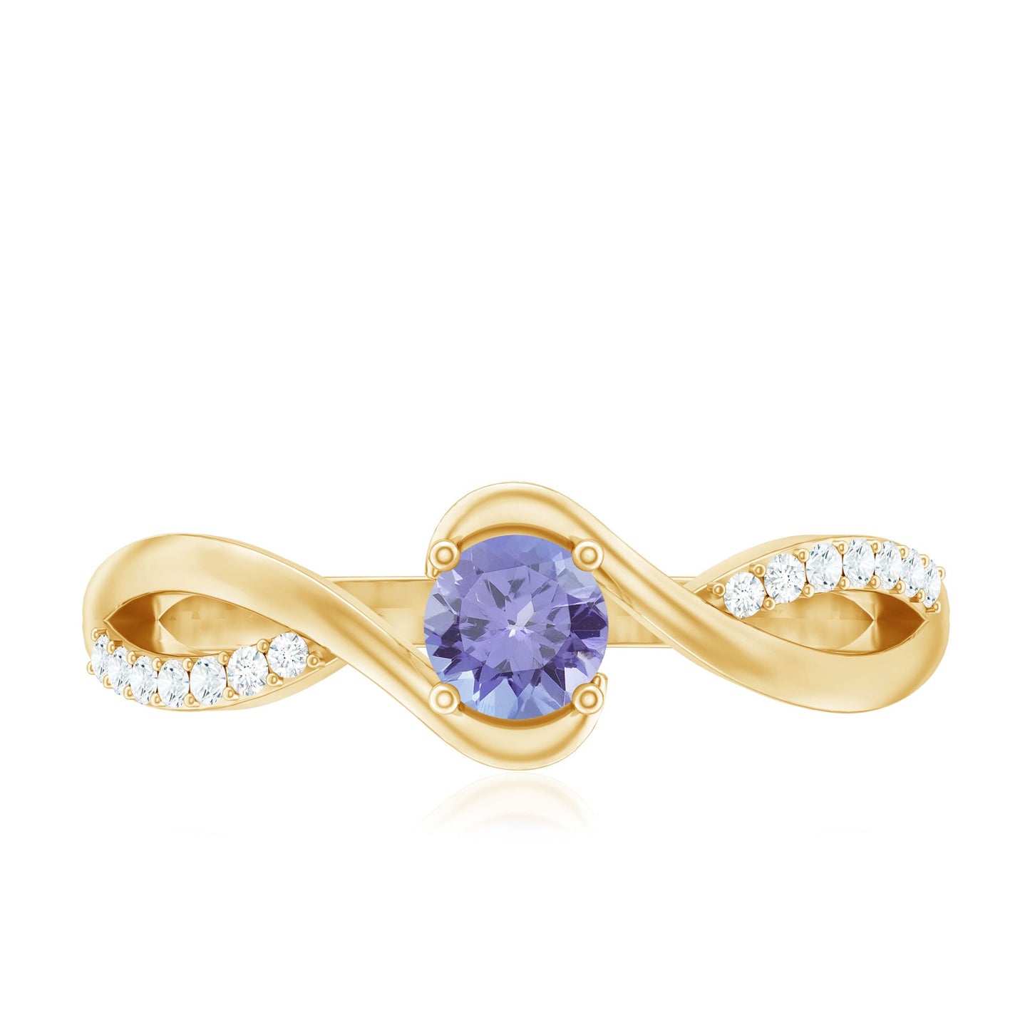 Real Tanzanite Diamond Promise Ring with Bypass Shank