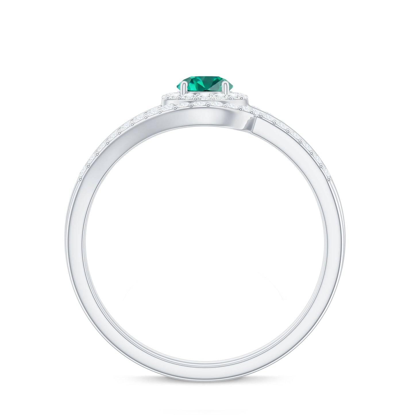 Certified Lab Grown Emerald Diamond Wedding Bridal Ring Set of 2
