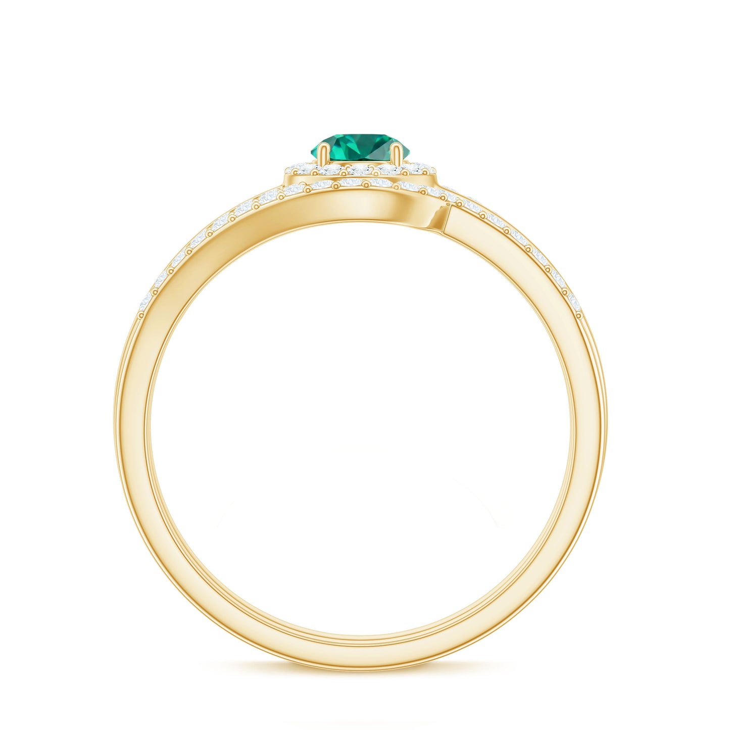 Certified Lab Grown Emerald Diamond Wedding Bridal Ring Set of 2