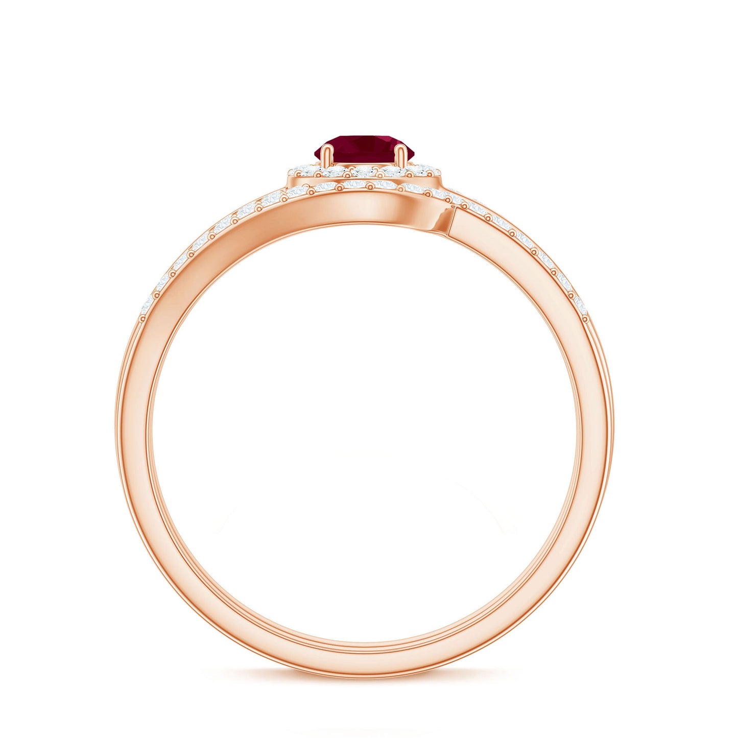 Natural Ruby Diamond Wedding Bridal Ring Set for Women