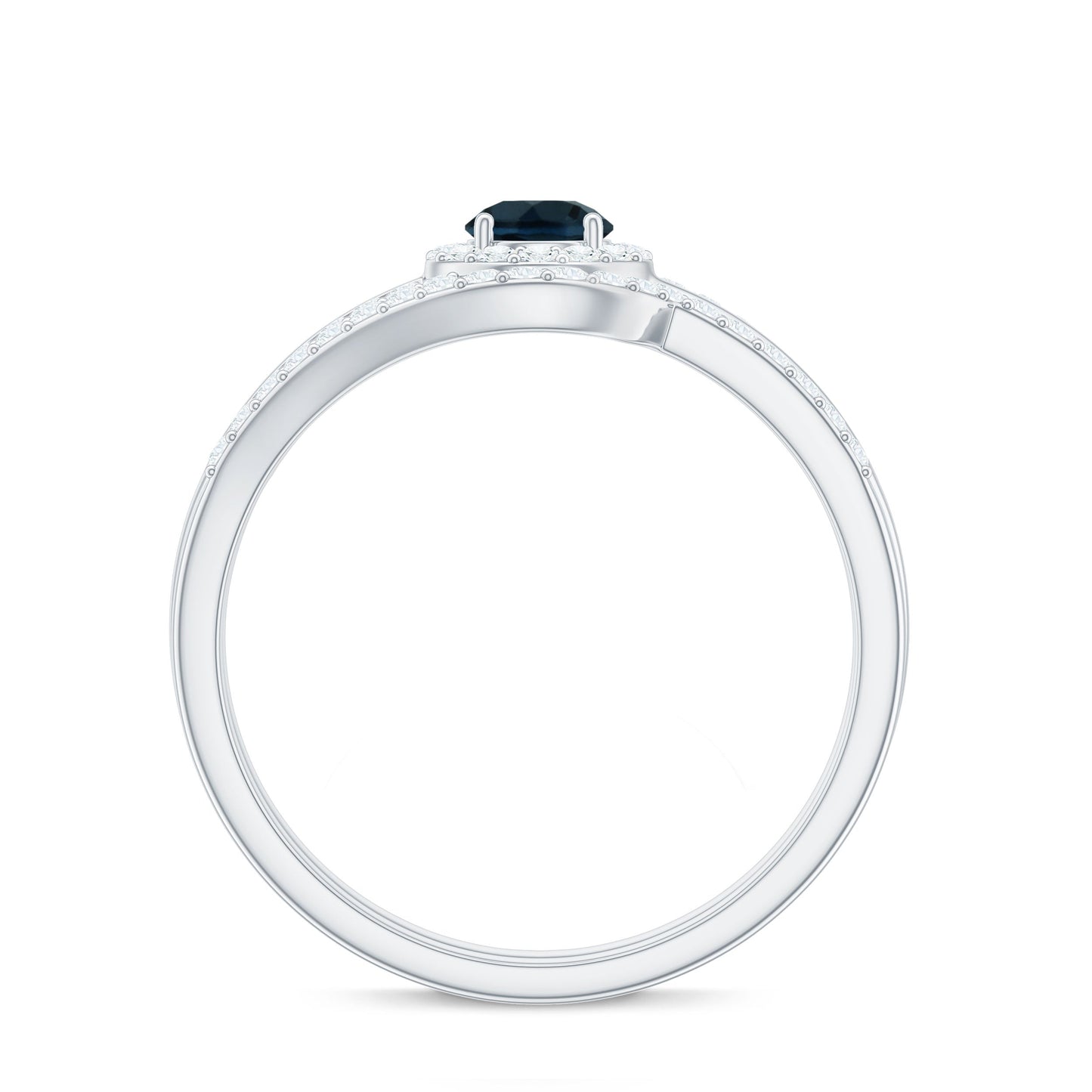 Certified London Blue Topaz and Diamond Halo Wedding Ring Set