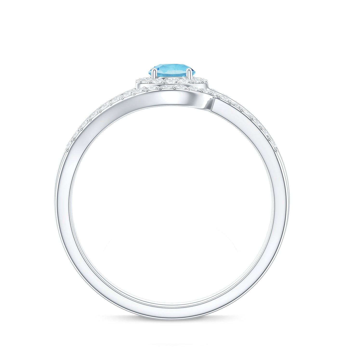 Certified Real Aquamarine Engagement Ring with Diamond Enhancer