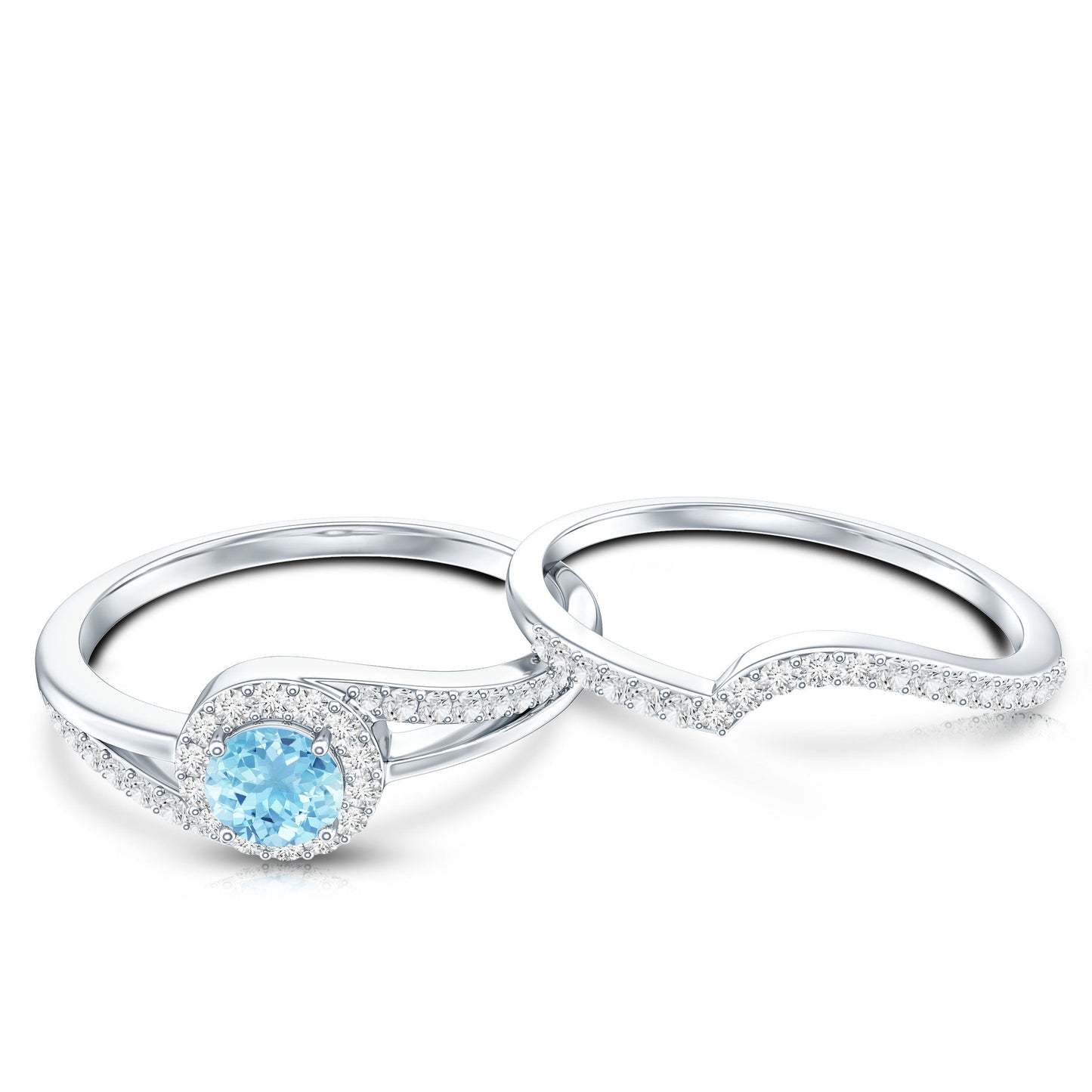 Certified Real Aquamarine Engagement Ring with Diamond Enhancer