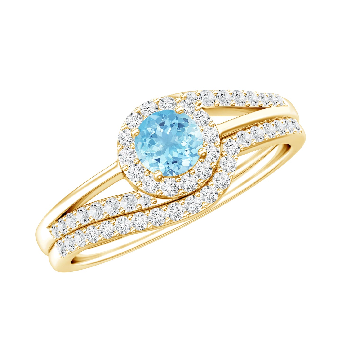 Certified Real Aquamarine Engagement Ring with Diamond Enhancer