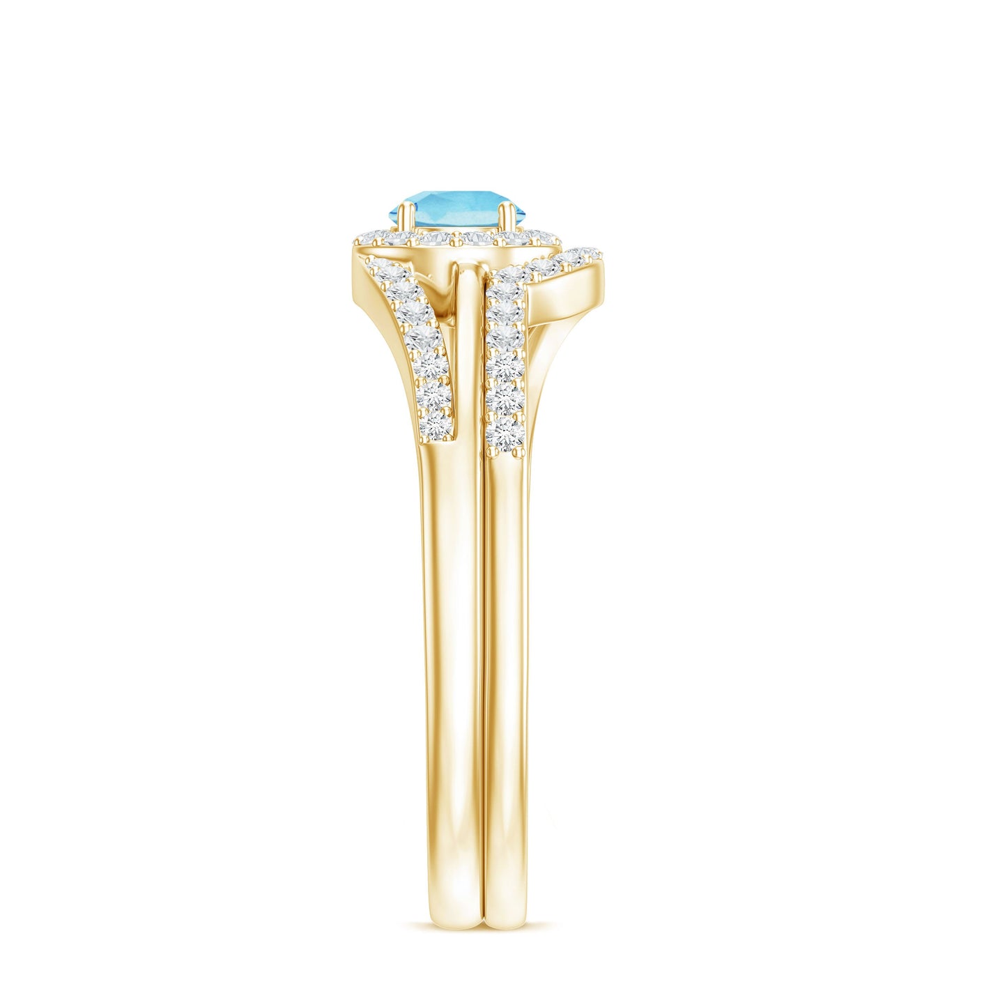 Certified Real Aquamarine Engagement Ring with Diamond Enhancer