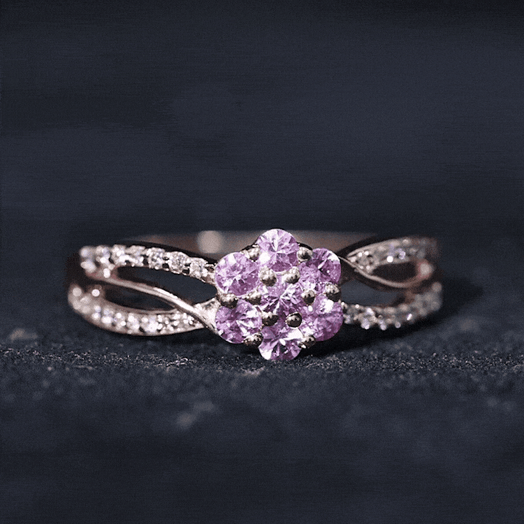 Flower Inspired Lab Grown Pink Sapphire and Diamond Infinity Engagement Ring