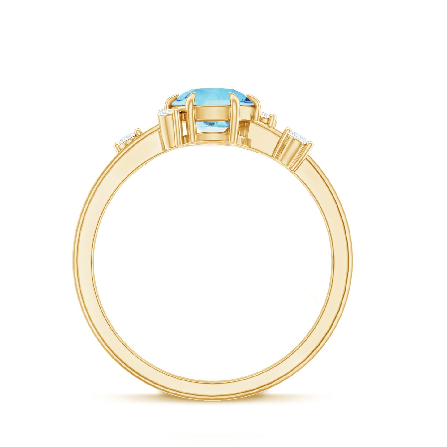Genuine 0.8 Aquamarine Pre Engagement Ring with Scatter Diamonds