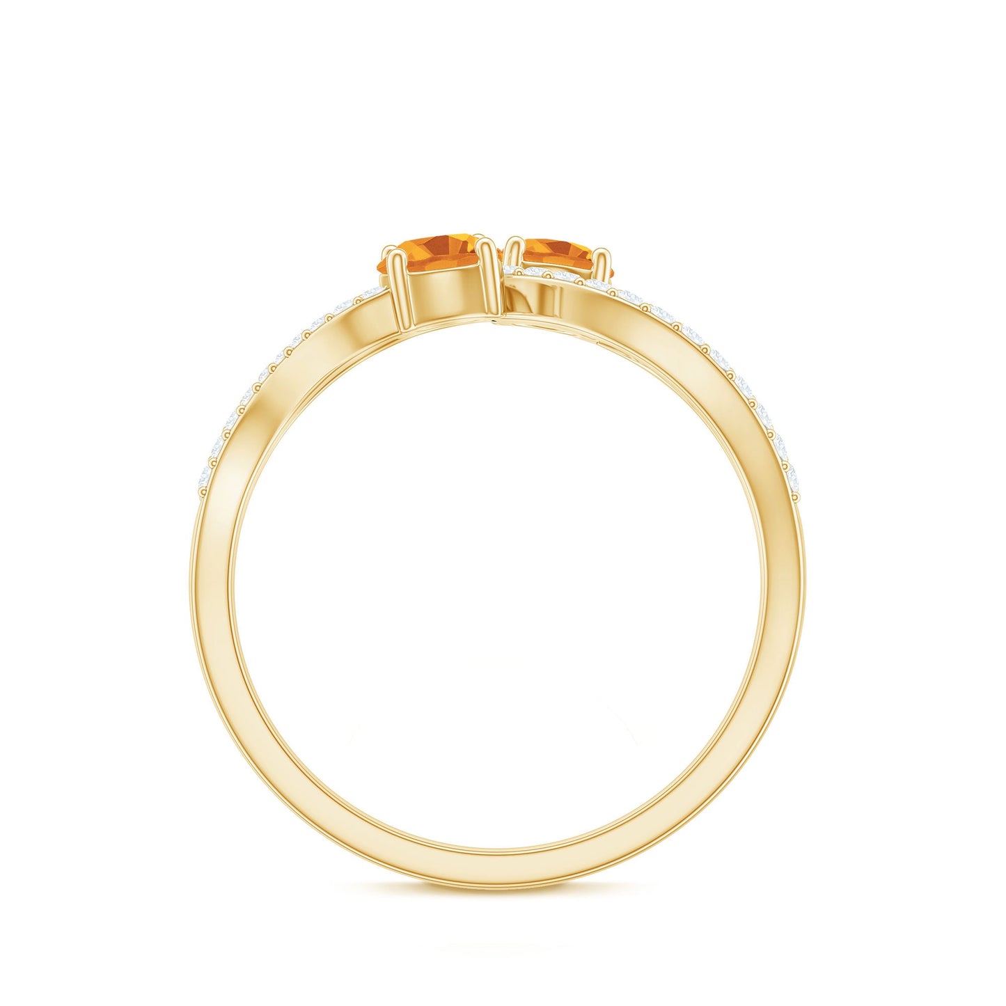 Natural Citrine Toi Et Moi Engagement Ring with Diamond