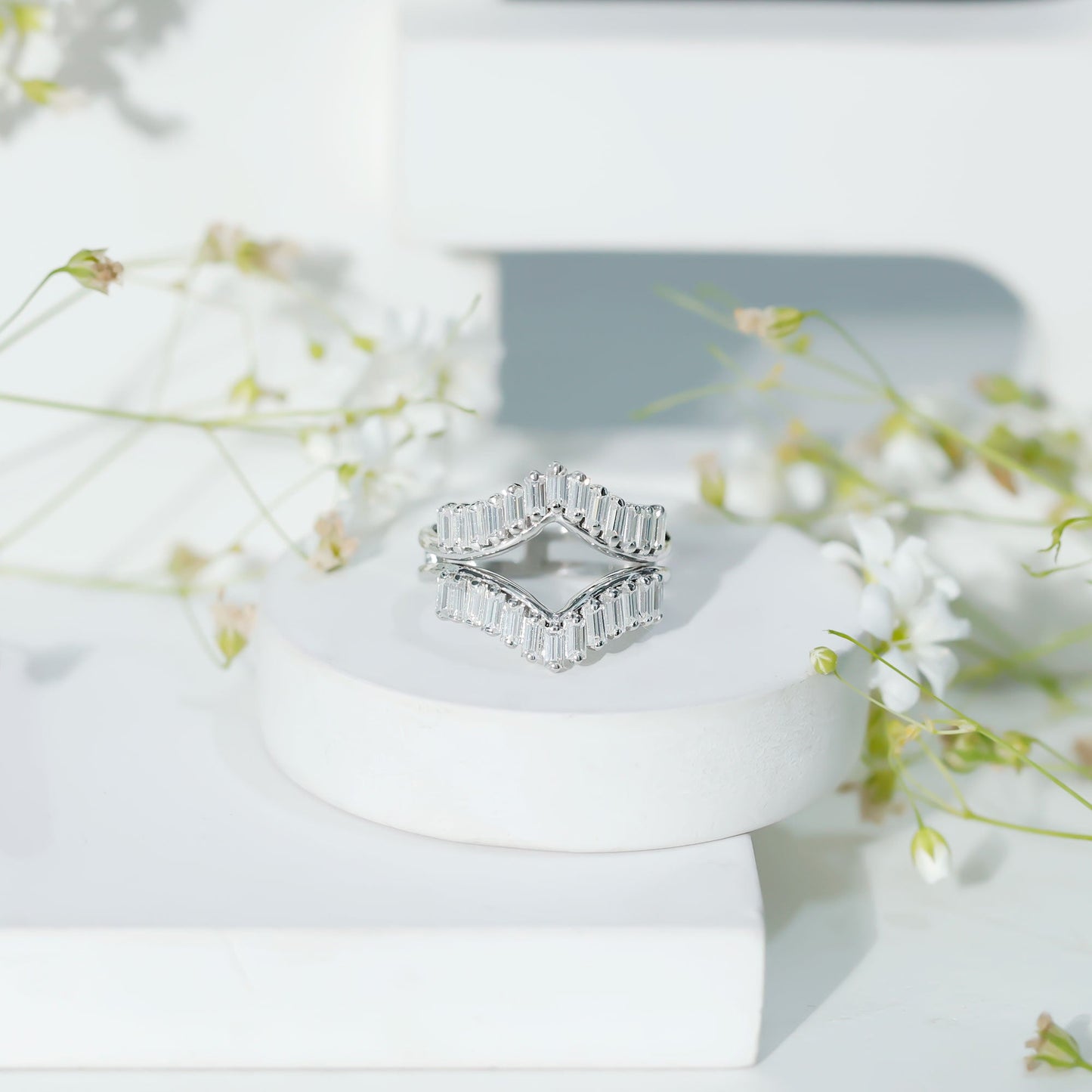 Baguette Cut Moissanite Engagement Ring Enhancer