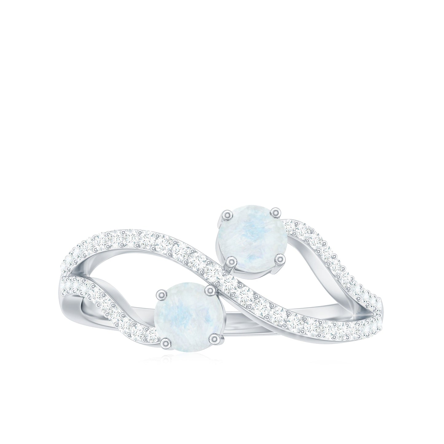Minimal Moonstone and Diamond Infinity Engagement Ring