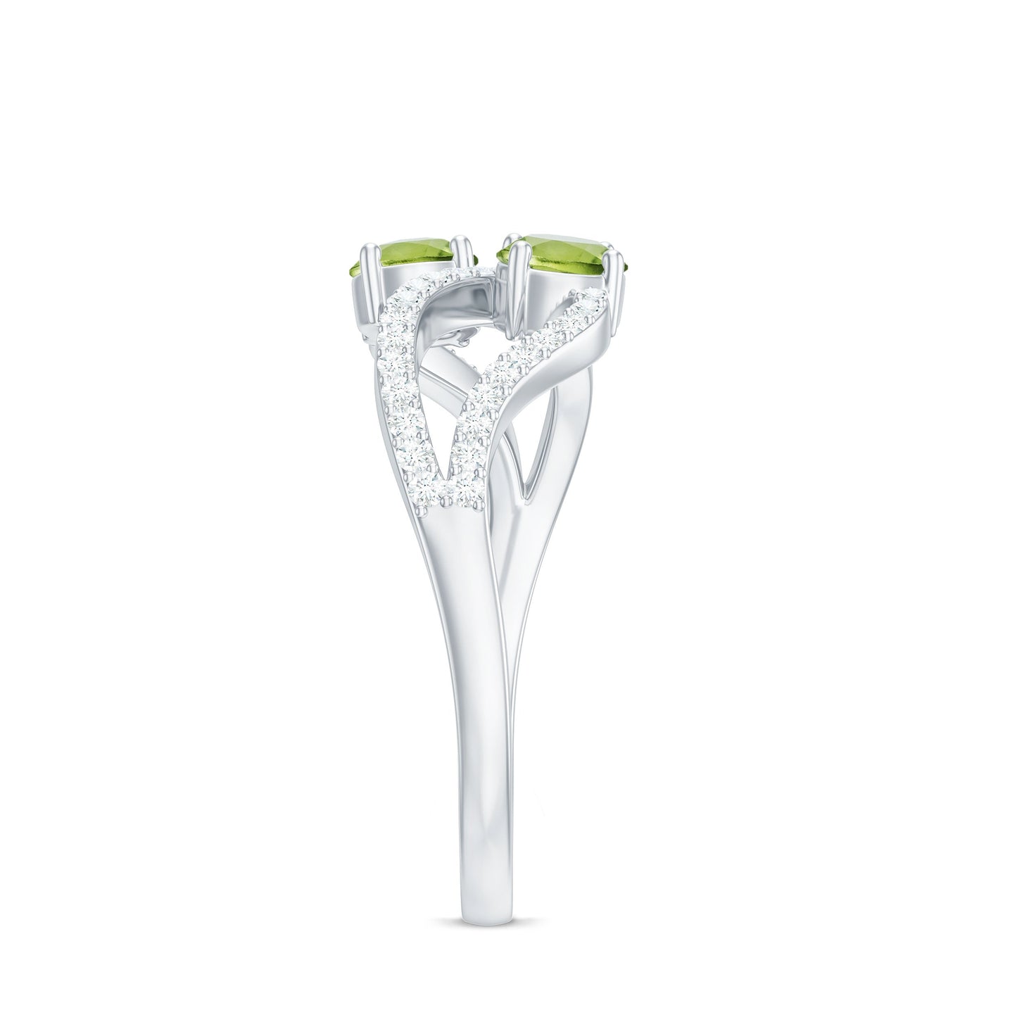 Natural Peridot Toi Et Moi Ring with Diamond Infinity Shank