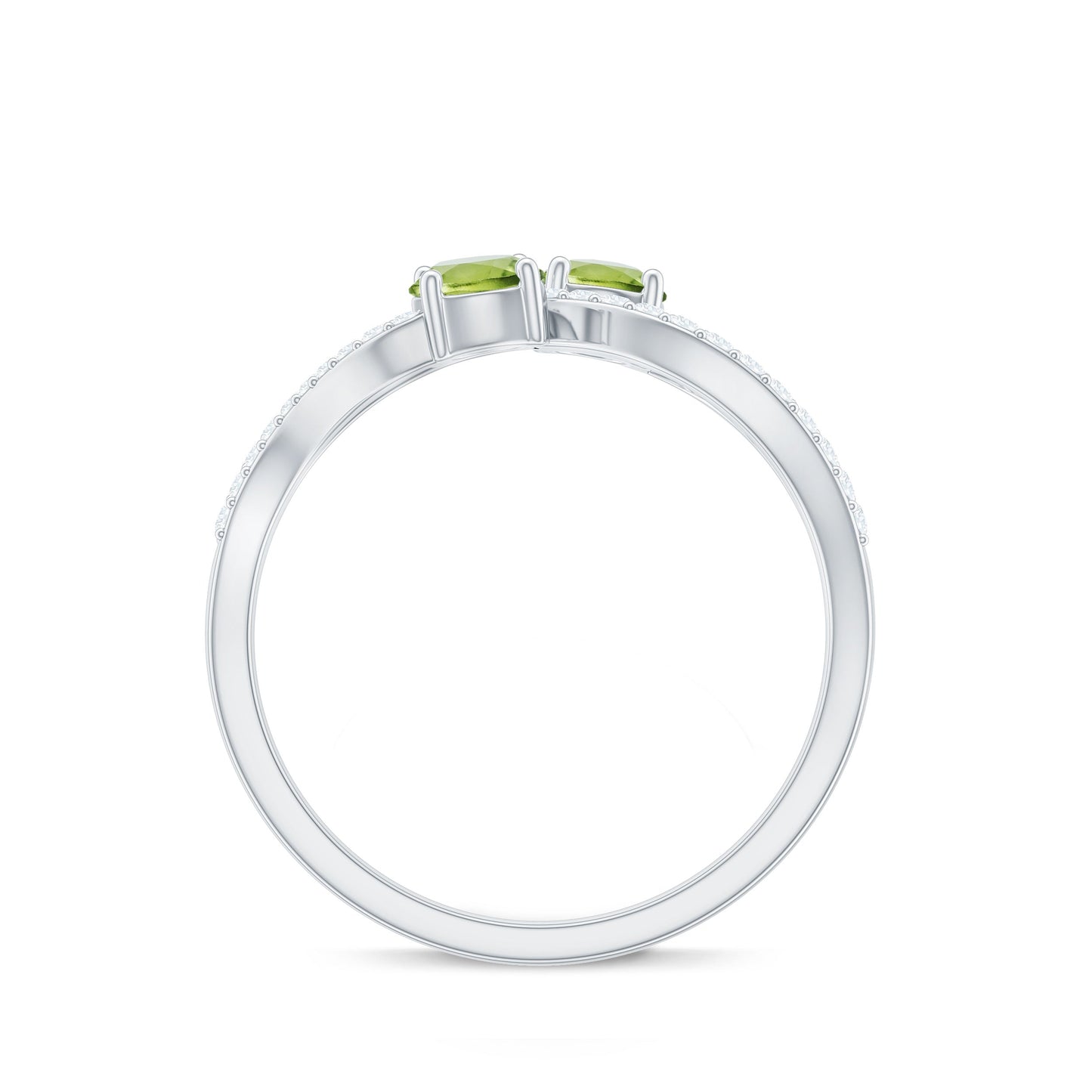 Natural Peridot Toi Et Moi Ring with Diamond Infinity Shank