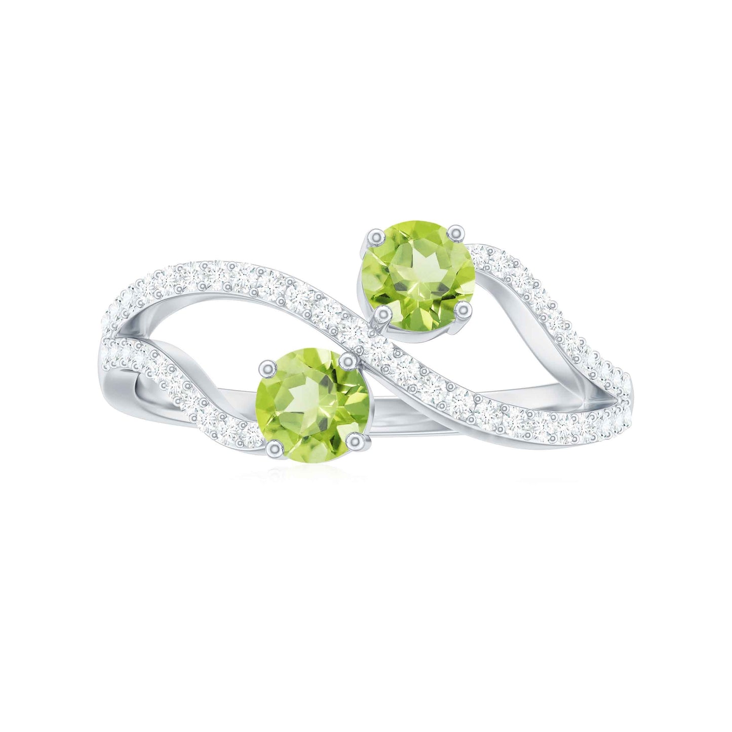 Natural Peridot Toi Et Moi Ring with Diamond Infinity Shank