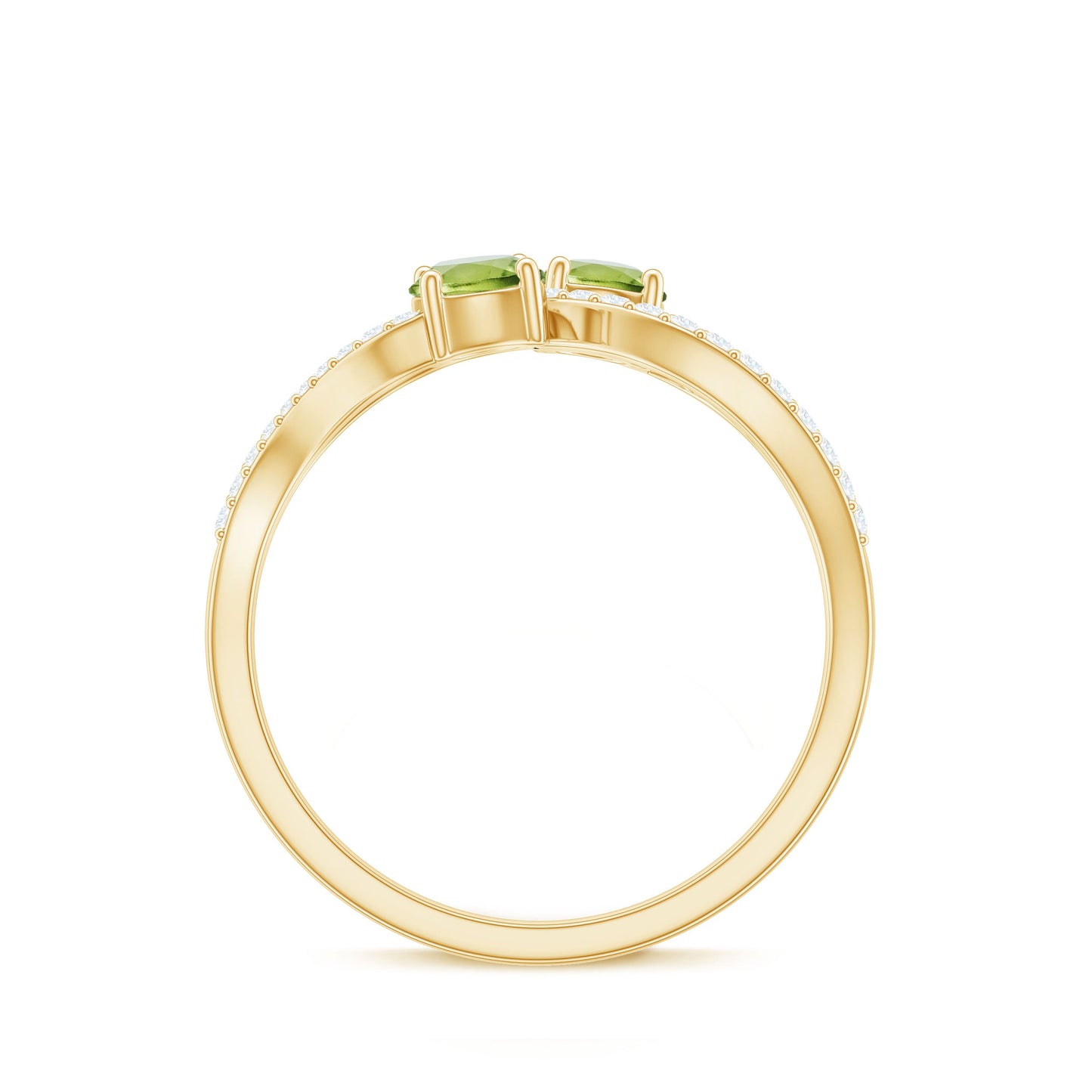 Natural Peridot Toi Et Moi Ring with Diamond Infinity Shank