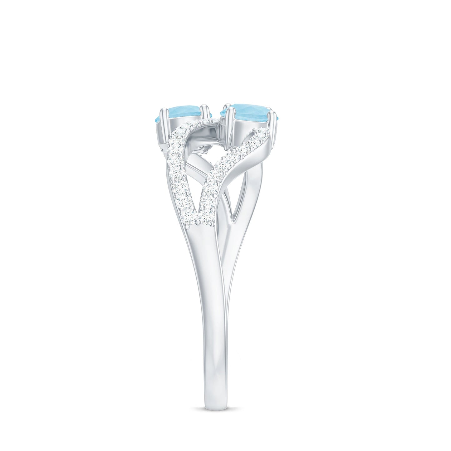 2 Stone Aquamarine and Diamond Infinity Promise Ring for Women