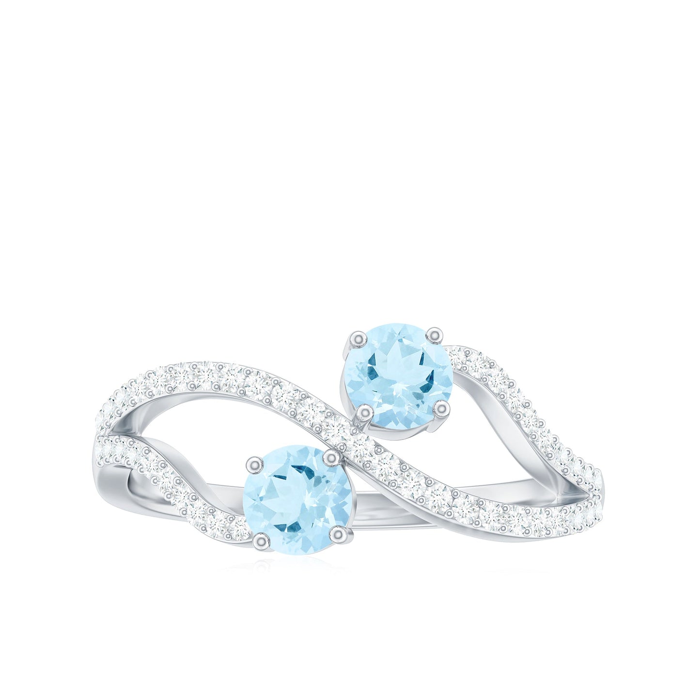 2 Stone Aquamarine and Diamond Infinity Promise Ring for Women