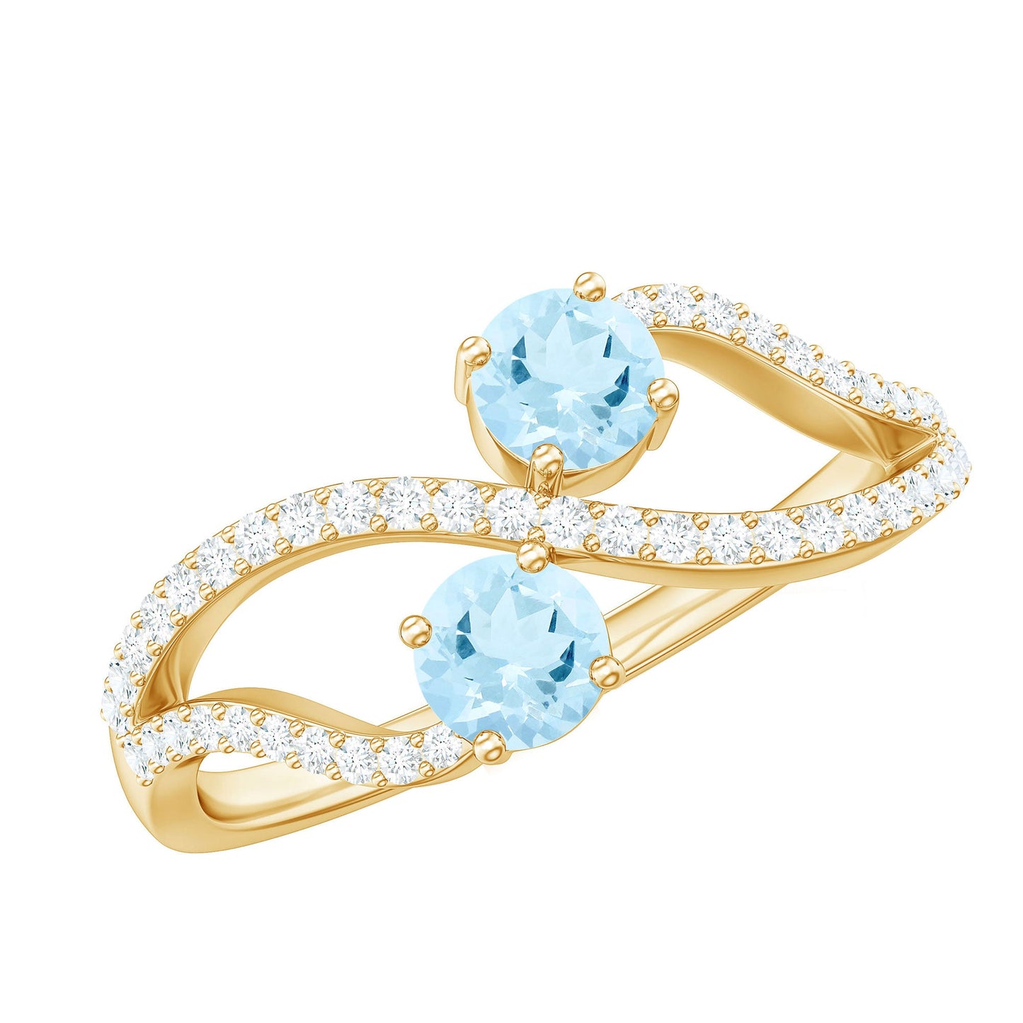 2 Stone Aquamarine and Diamond Infinity Promise Ring for Women