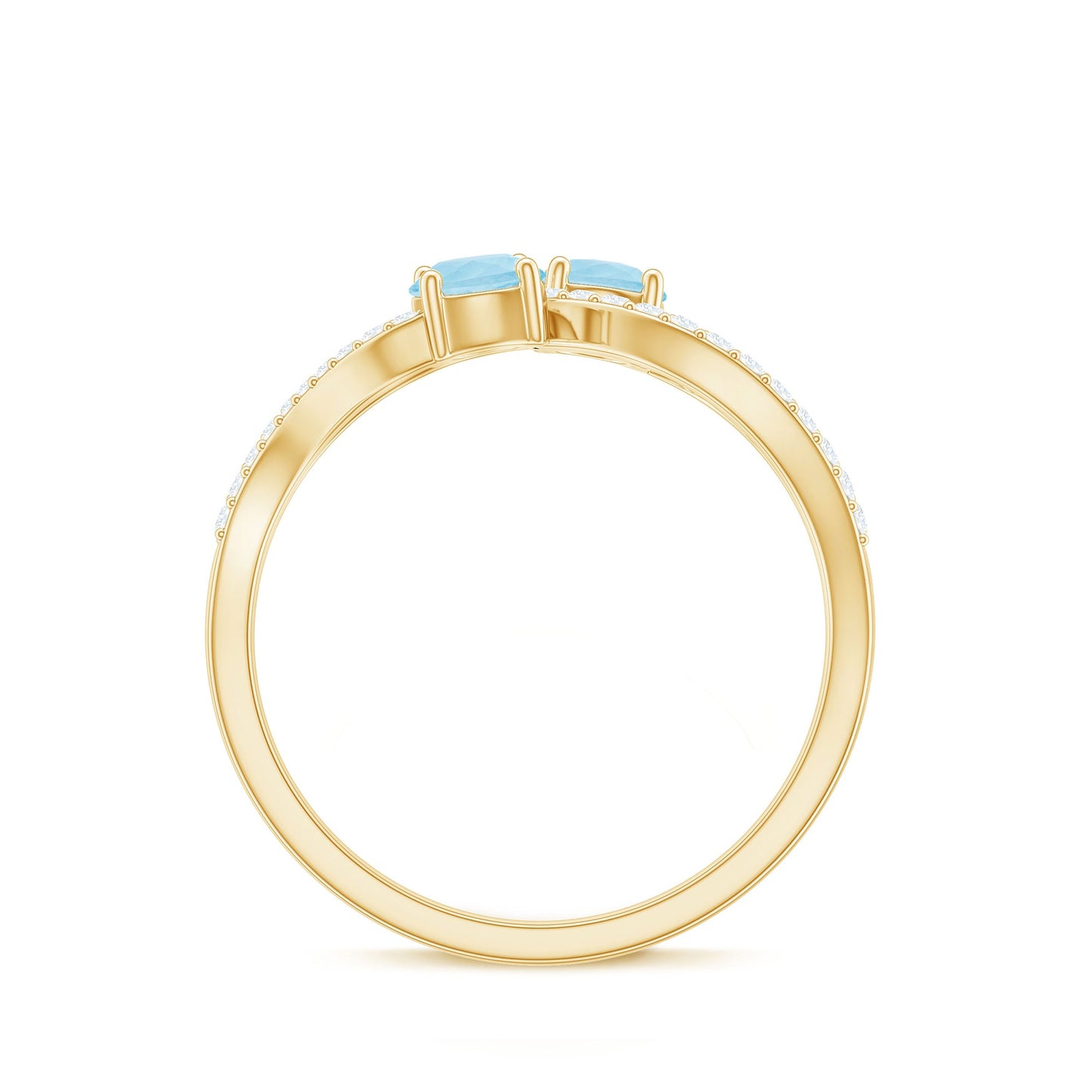 2 Stone Aquamarine and Diamond Infinity Promise Ring for Women