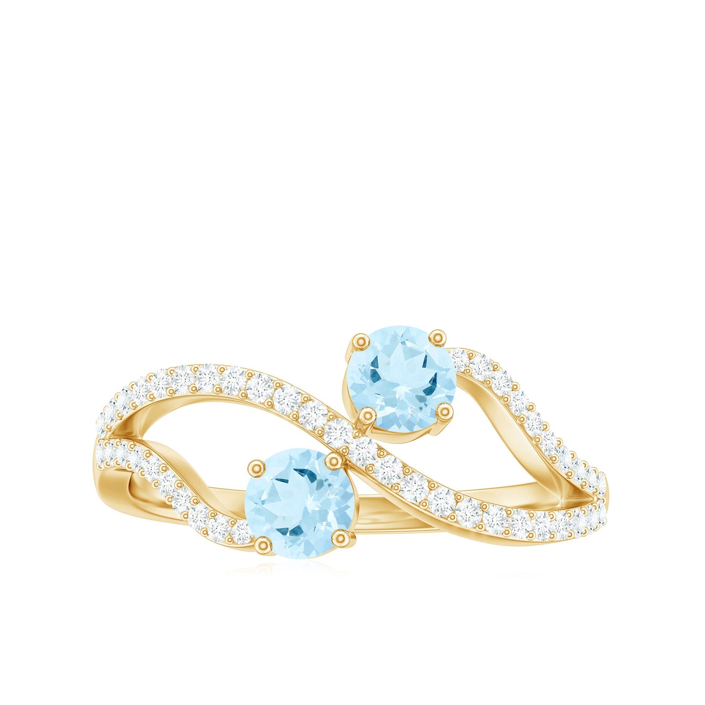 2 Stone Aquamarine and Diamond Infinity Promise Ring for Women