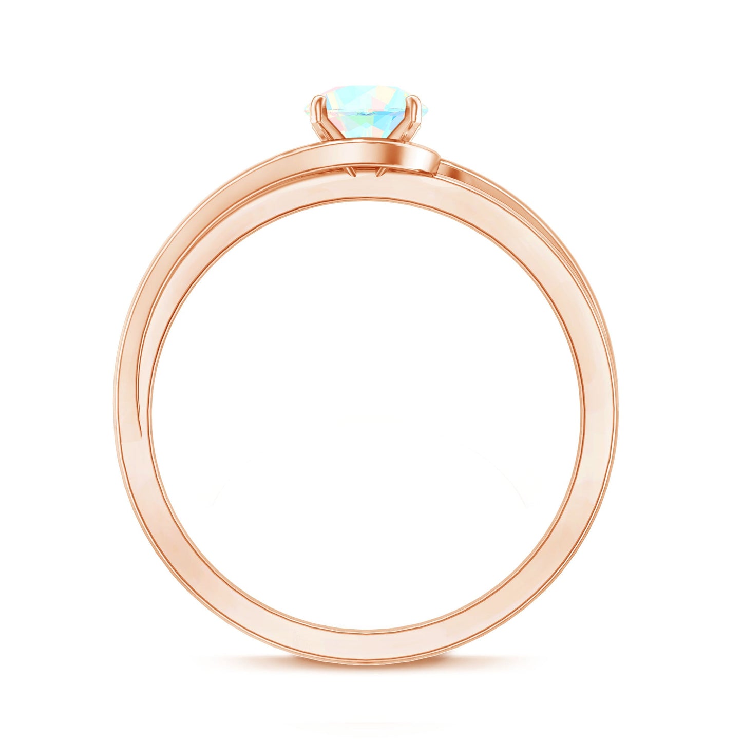 Natural Ethiopian Opal Solitaire Ring with Bypass Shank
