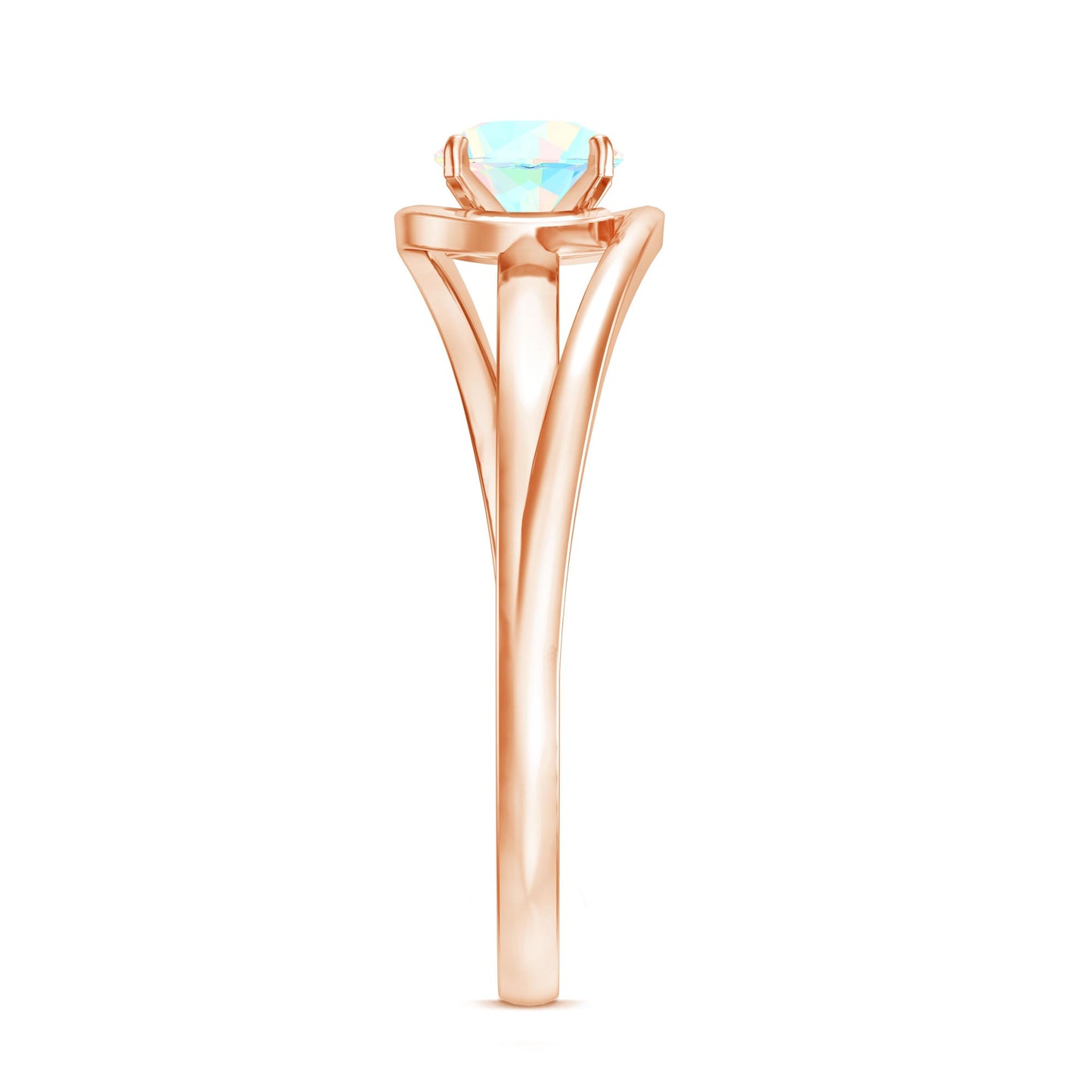 Natural Ethiopian Opal Solitaire Ring with Bypass Shank