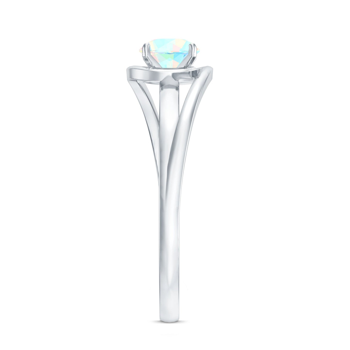 Natural Ethiopian Opal Solitaire Ring with Bypass Shank